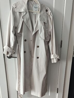 Abercrombie & Fitch Cream Double-Breasted Trench Coat